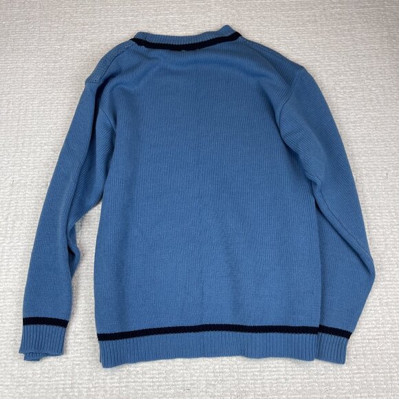 VINTAGE 725 Originals Sweater Blue AOP Y2K Hip Hop Baggy Knit Graphic Size M - Picture 13 of 16
